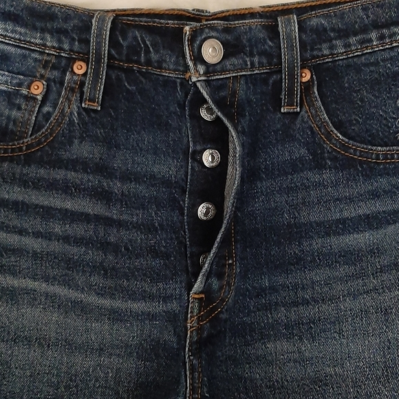 NWOT Levi's 501 Button Fly High Rise Dark Denim Cutoff Shorts - Picture 3 of 8